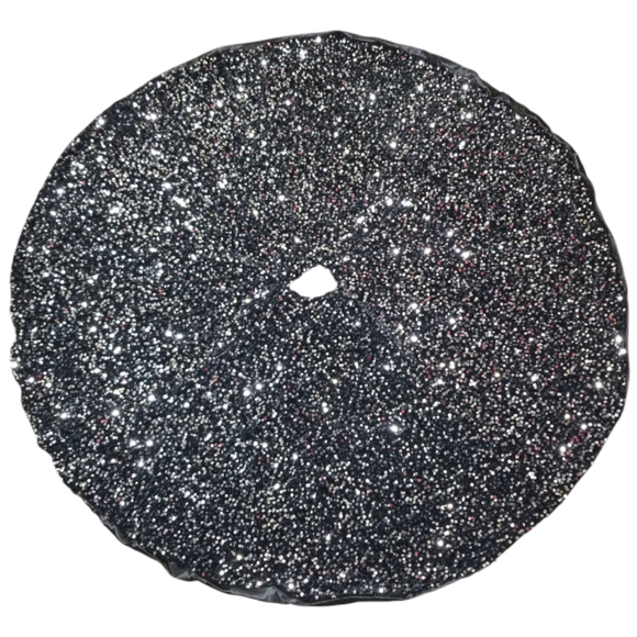 Black Sequin Tree Skirt Christmas Halloween 44"-46" Sparkle Velvet Satin Backing - Picture 3 of 8